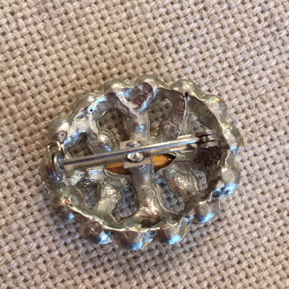 Oval Glass Rhinestone Pin Marquise Center Stone - Picture 10 of 12